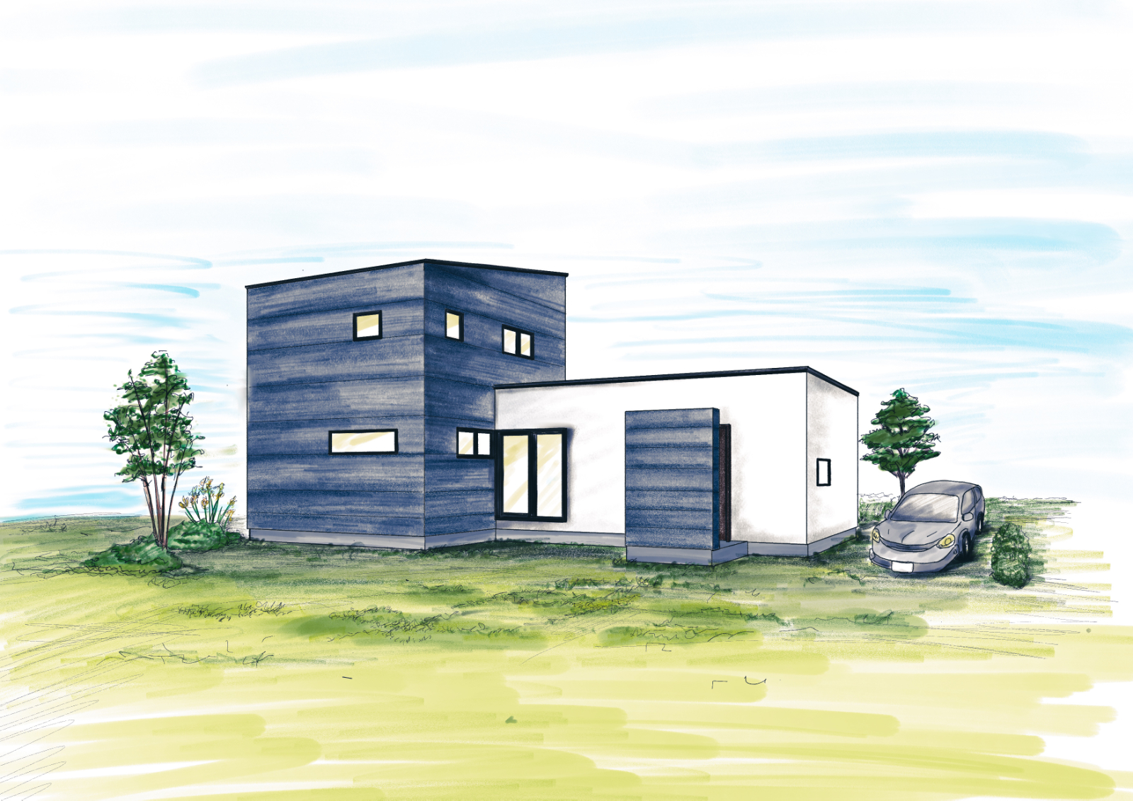 見学会住宅の外観イメージパース